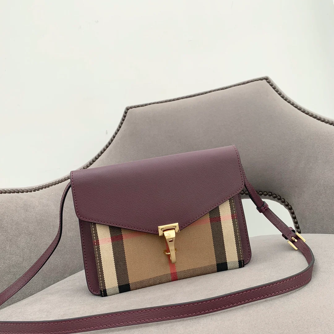 Сумка через плечо Burberry House в клетку, бордовая.