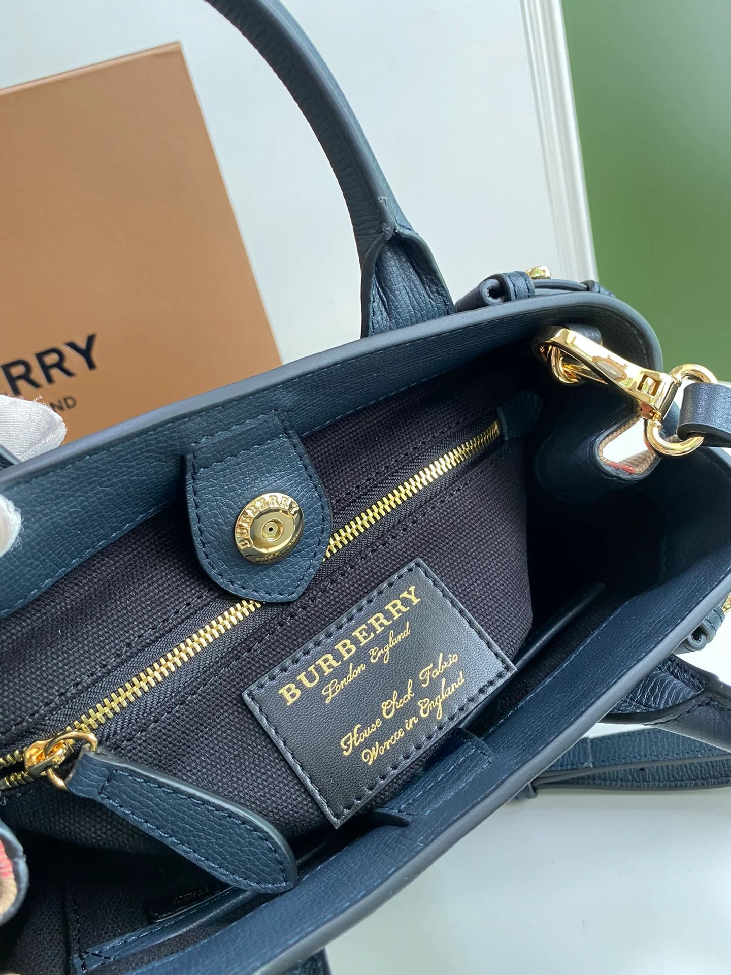 Сумка-тоут Burberry The Banner, маленькая, синяя.