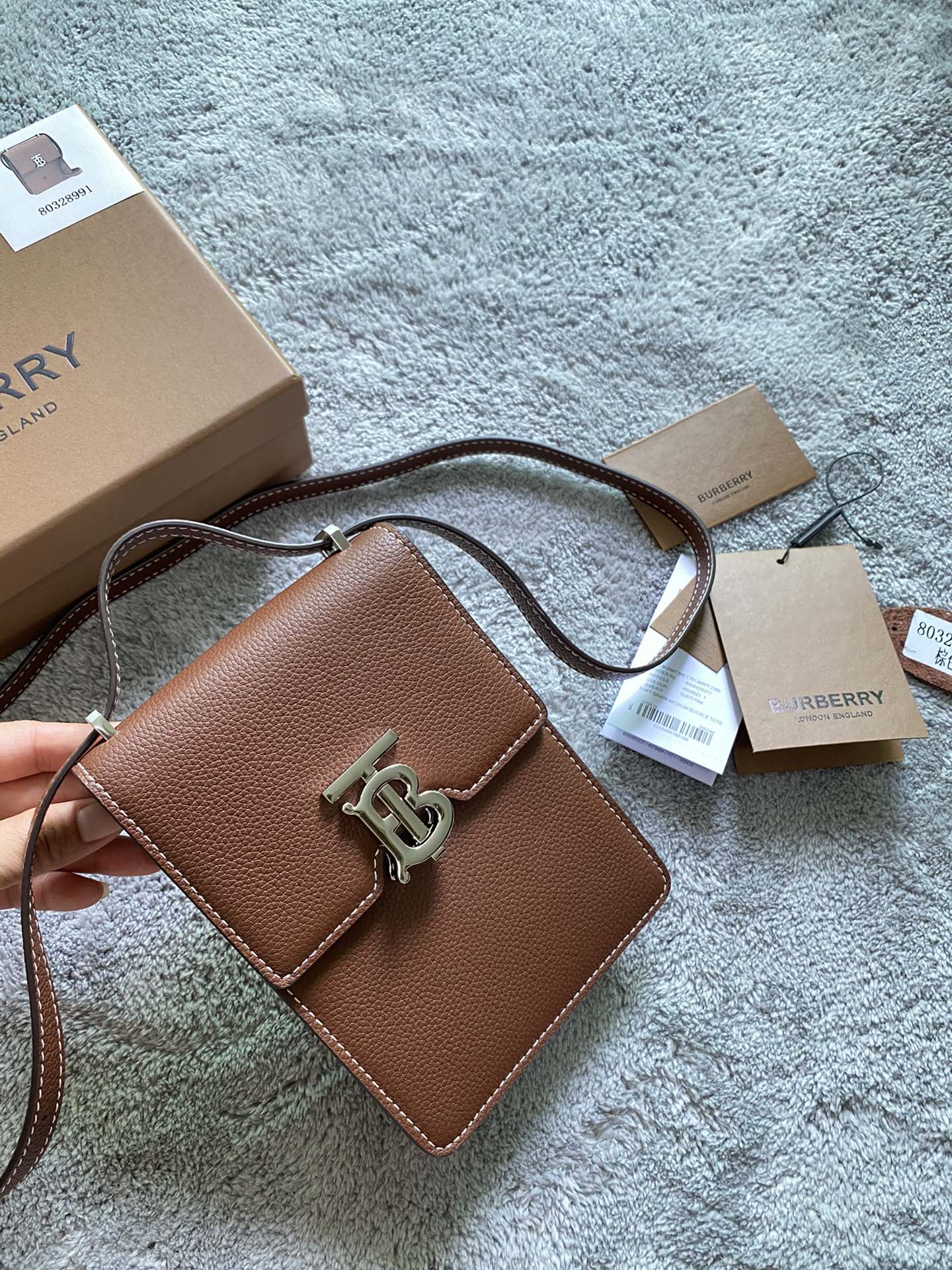 Сумка Burberry Robin - Чехол для телефона - Коричневая с золотой фурнитурой