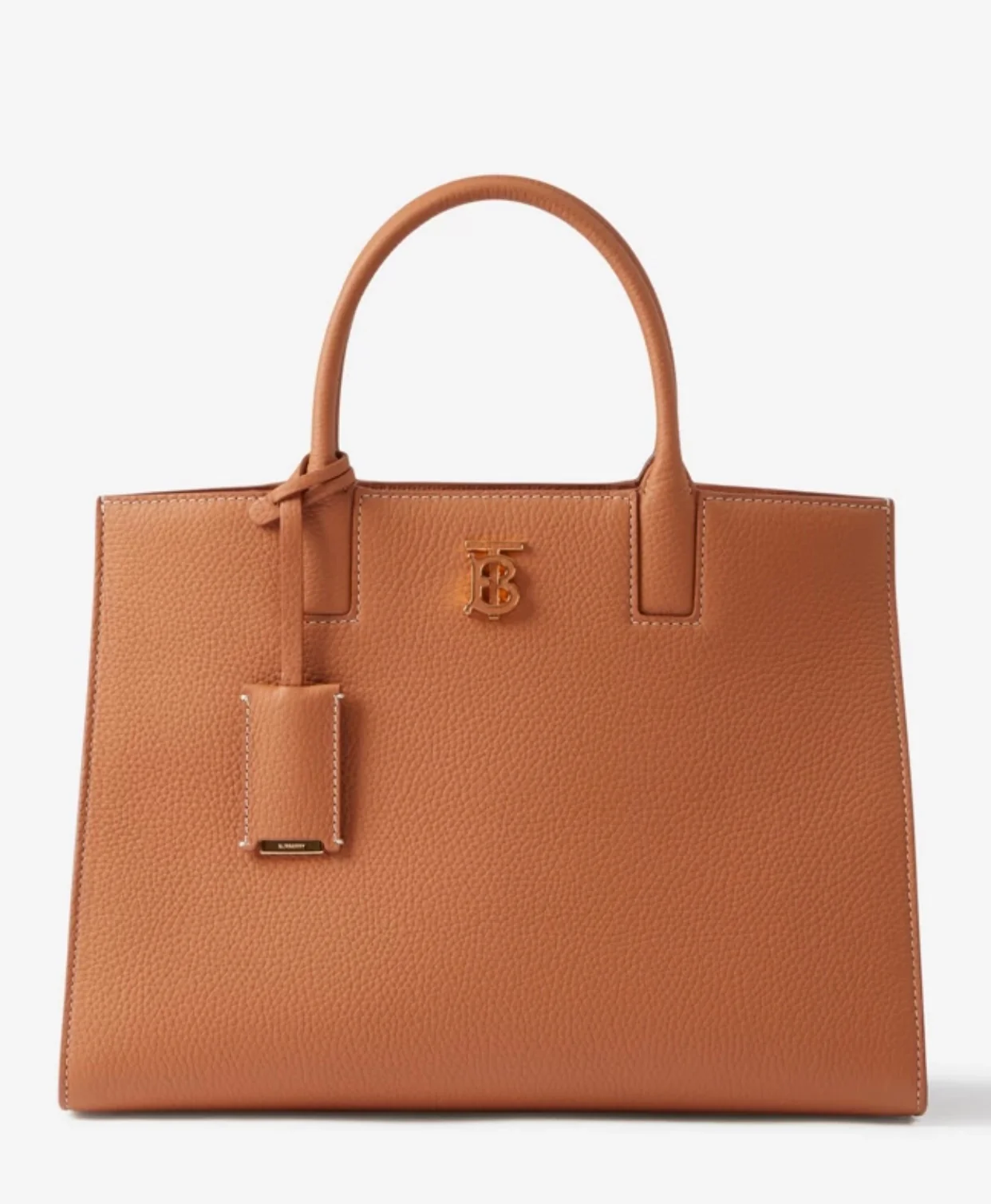 Сумка-тоут Burberry Frances из зернистой кожи, коричневая, 32 см.