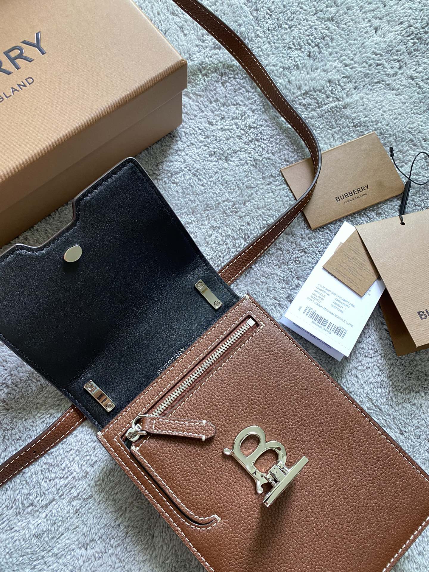 Сумка Burberry Robin - Чехол для телефона - Коричневая с золотой фурнитурой