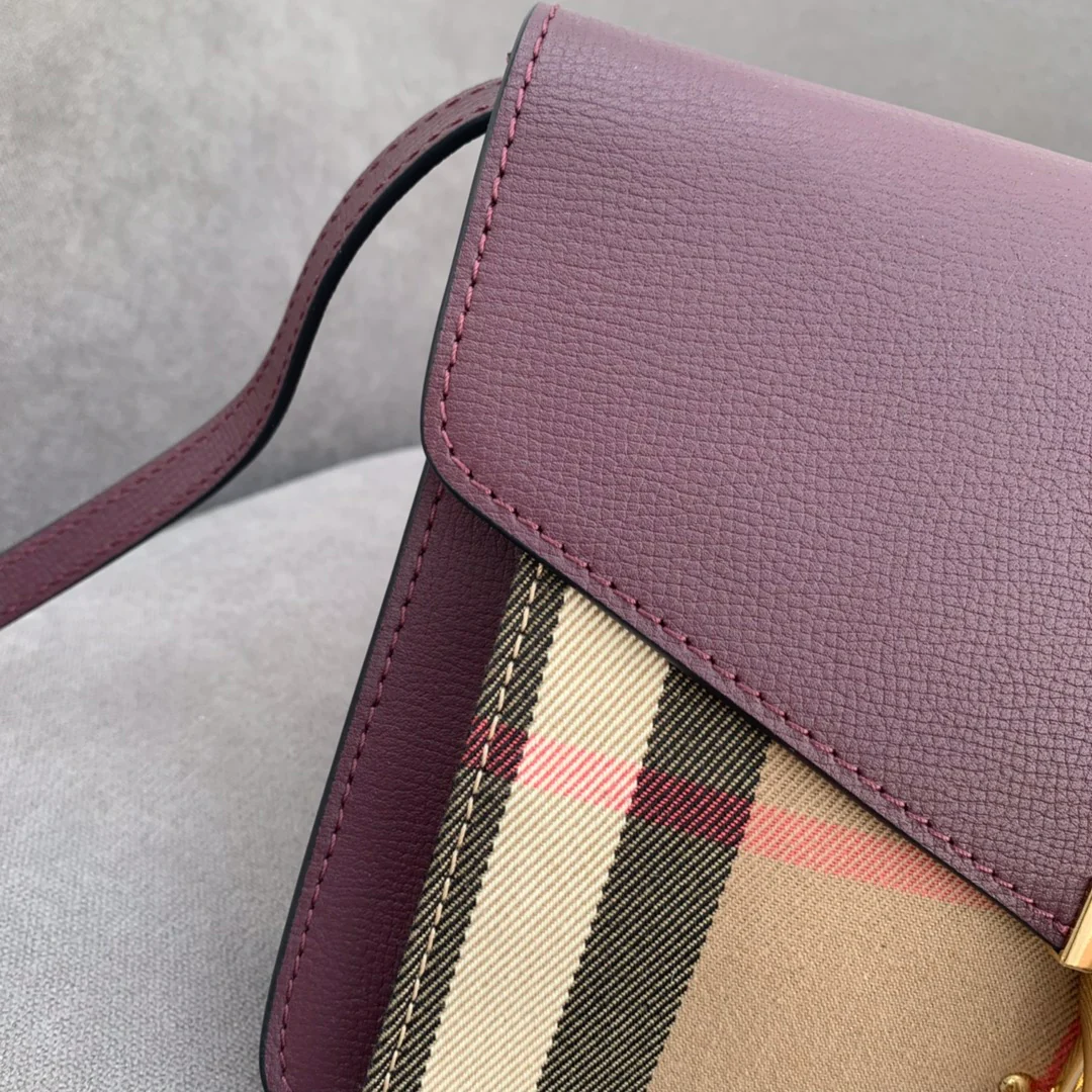 Сумка через плечо Burberry House в клетку, бордовая.