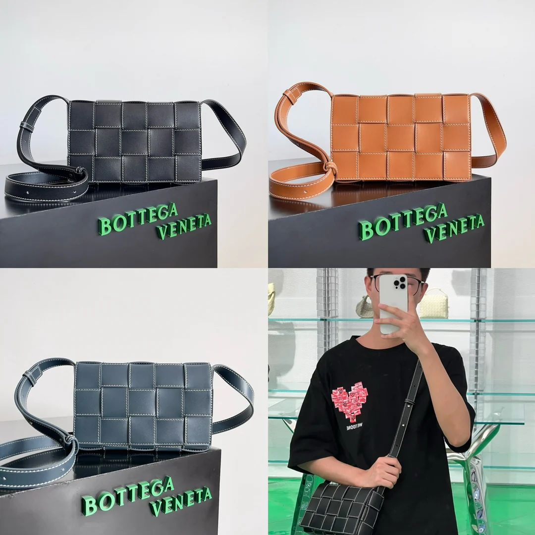 Кассета BV - Кожа с прошивкой - Сумка - Синяя