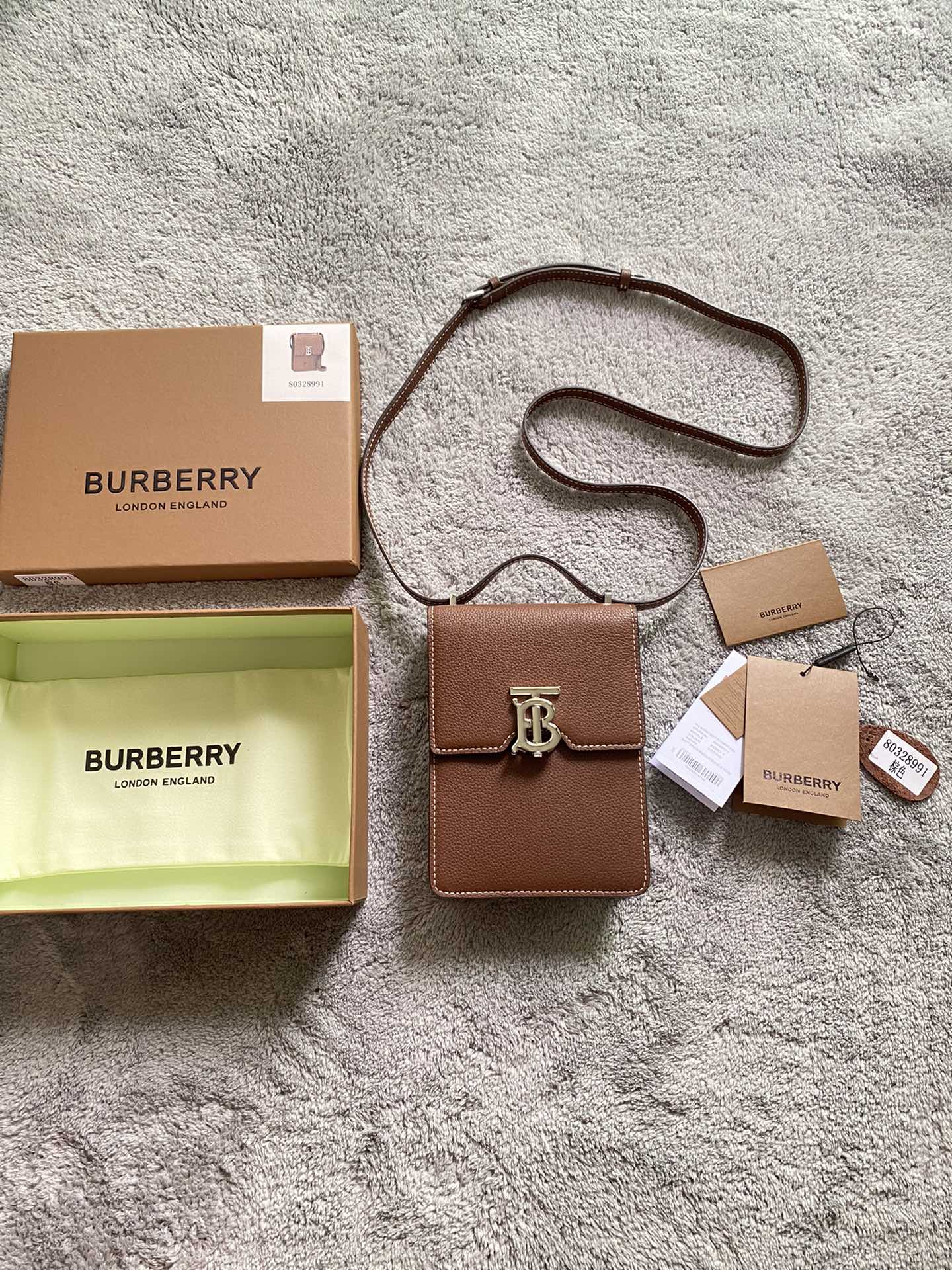 Сумка Burberry Robin - Чехол для телефона - Коричневая с золотой фурнитурой