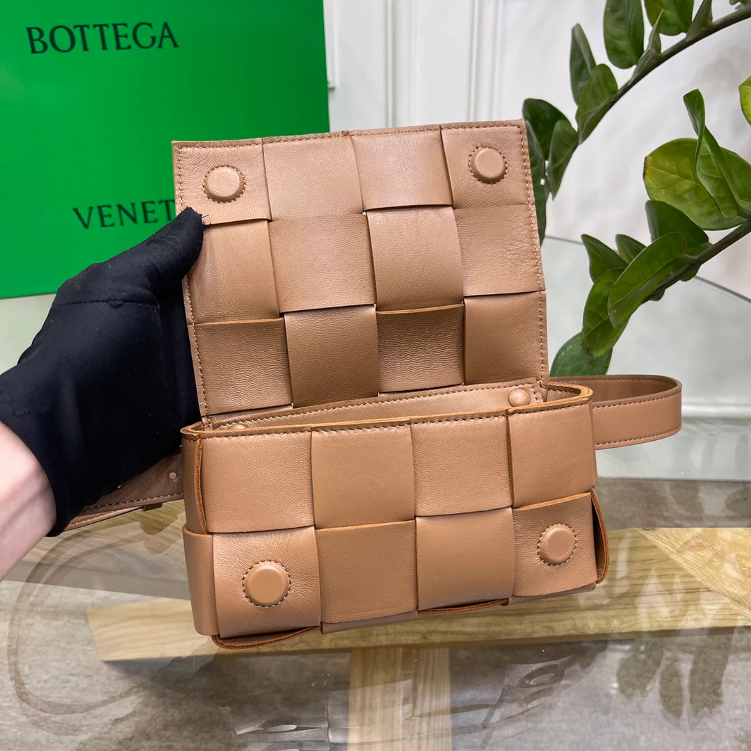 Поясная сумка BV из плетеной ткани, овечья кожа, 17,5х9,5х5 см, 2 шт.