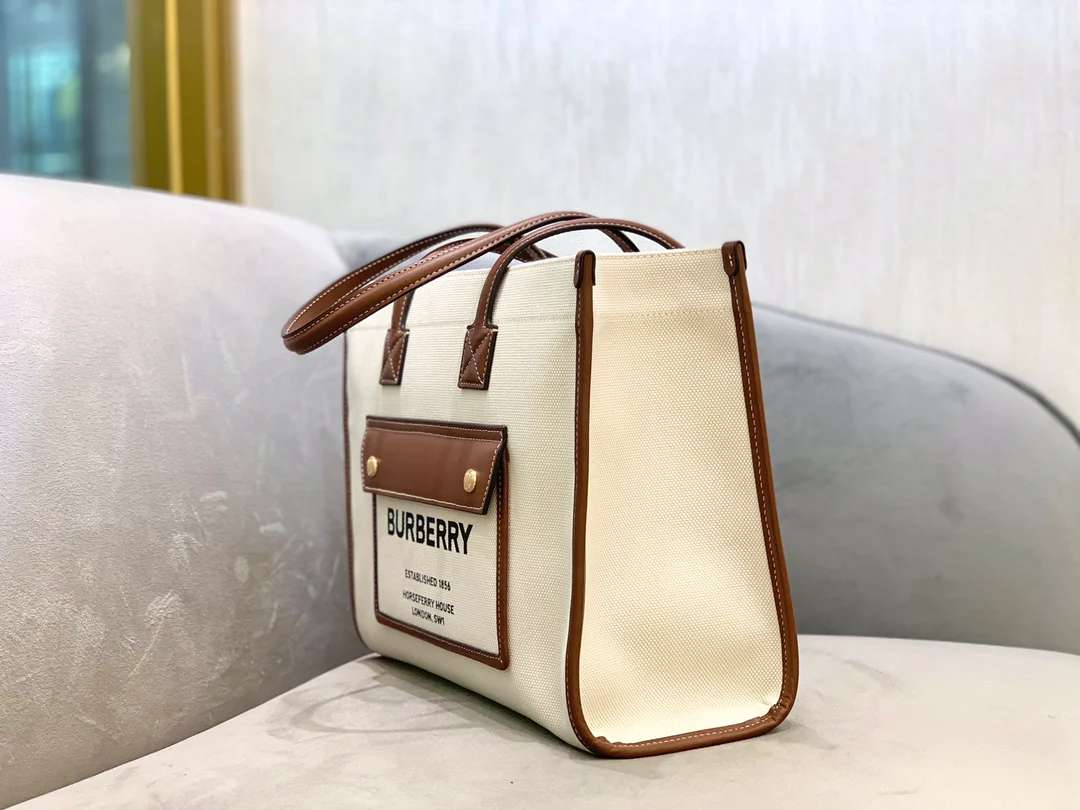 Сумка-тоут Burberry Freya - коричневая - большой размер