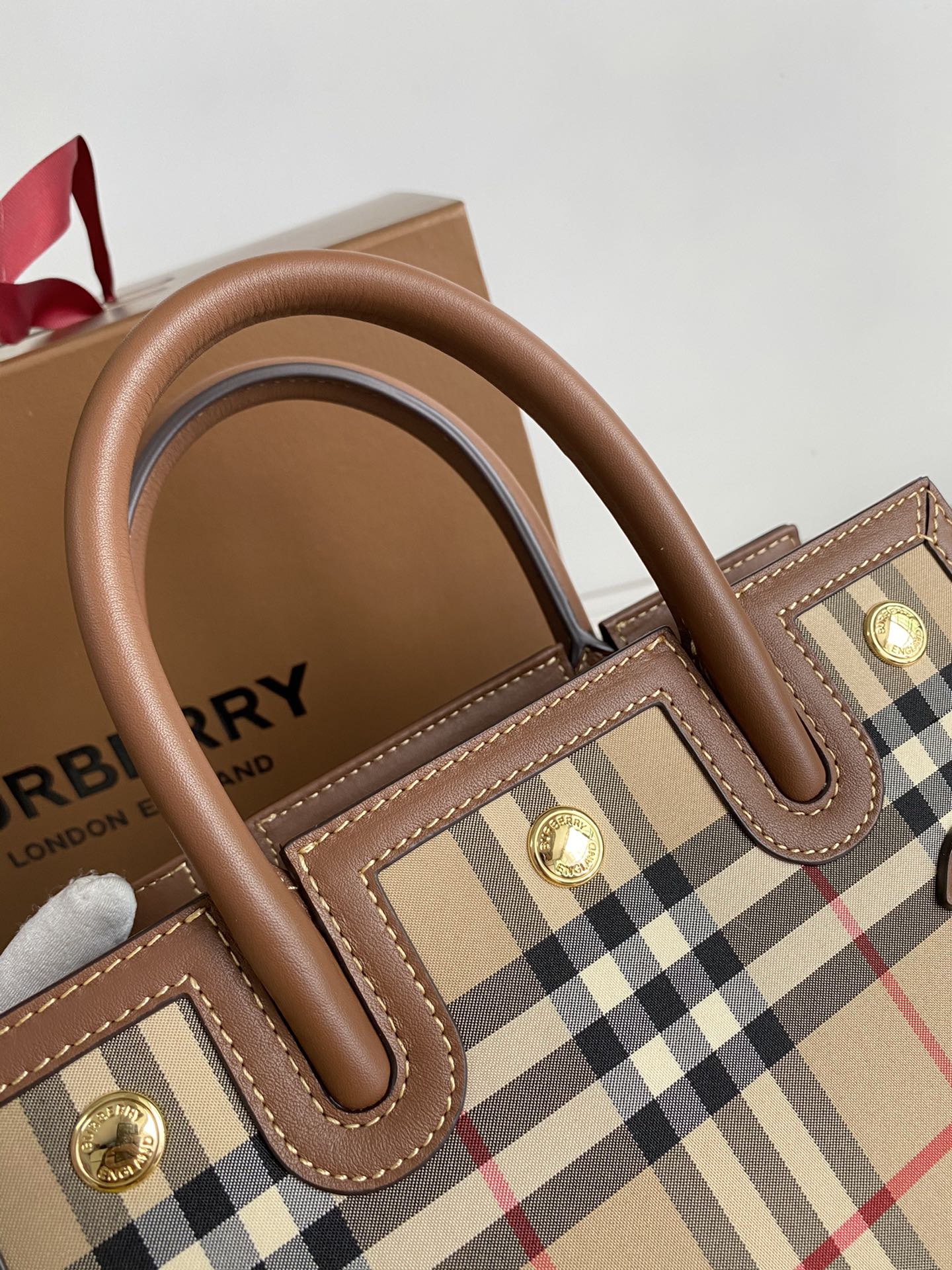 Burberry - Название - Сумка Teller - Винтаж - Ретро клетчатый узор - Маленькая - 1