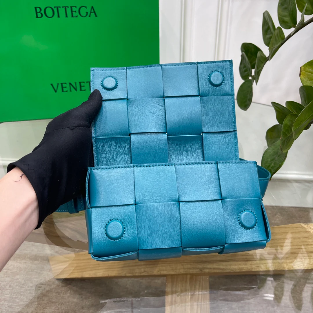 Поясная сумка BV из плетеной ткани, овечья кожа, 17 см, 5х9 см, 3 см.