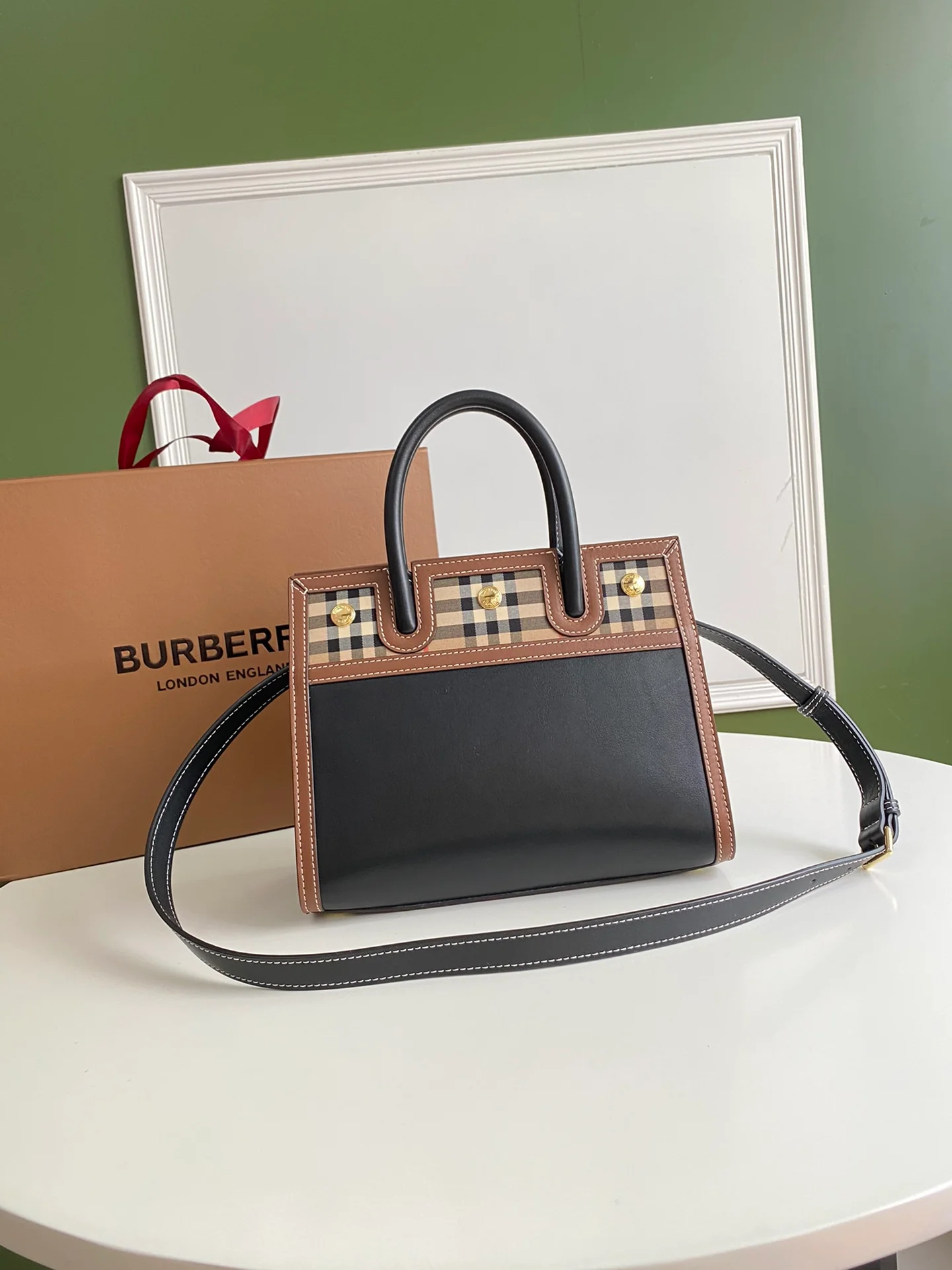 Burberry - Title - Сумка Teller - Винтаж - Ретро клетчатый узор - Маленькая