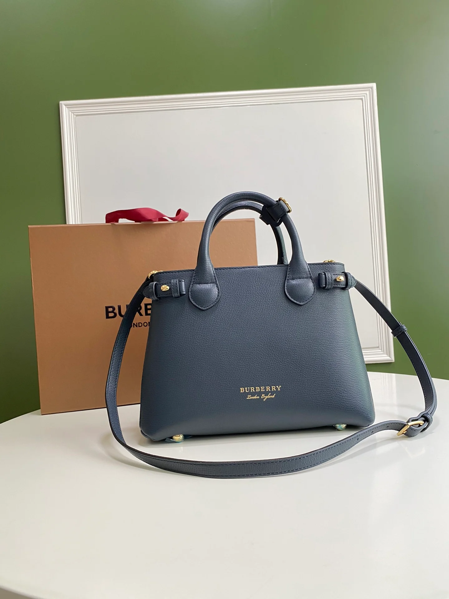 Сумка-тоут Burberry The Banner, маленькая, синяя.