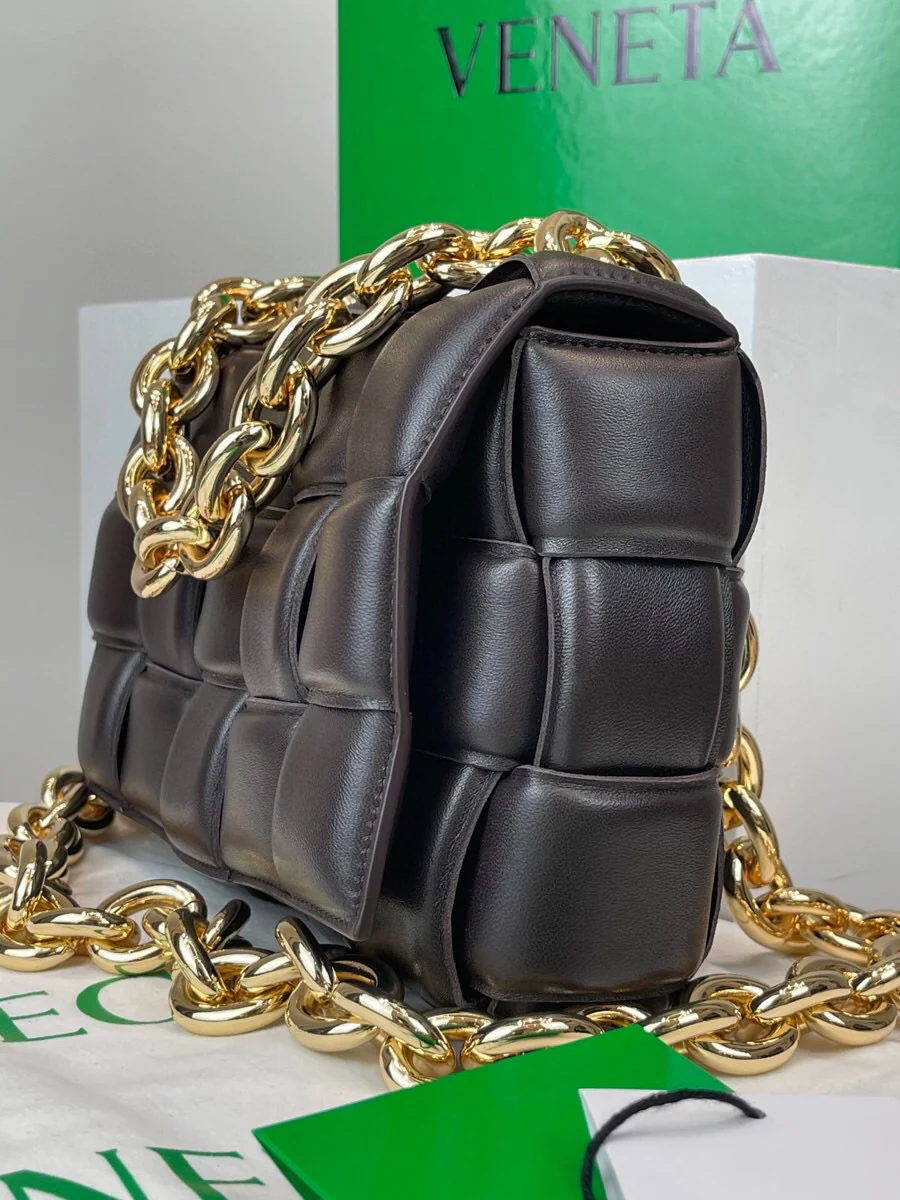 Плетеная сумка BV в виде кассеты, квадратная сумка на цепочке, из овечьей кожи, размер 27х10х18 см, 5