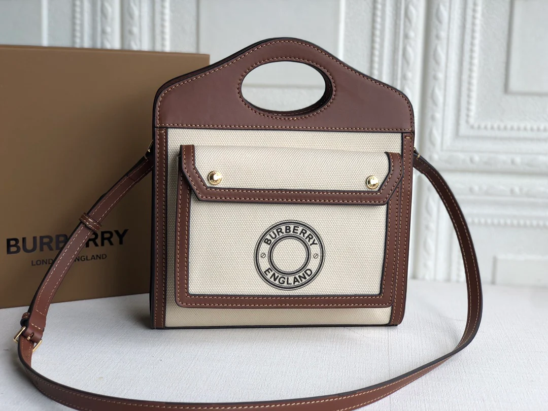 Холщовая сумка-тоут Burberry коричневого цвета