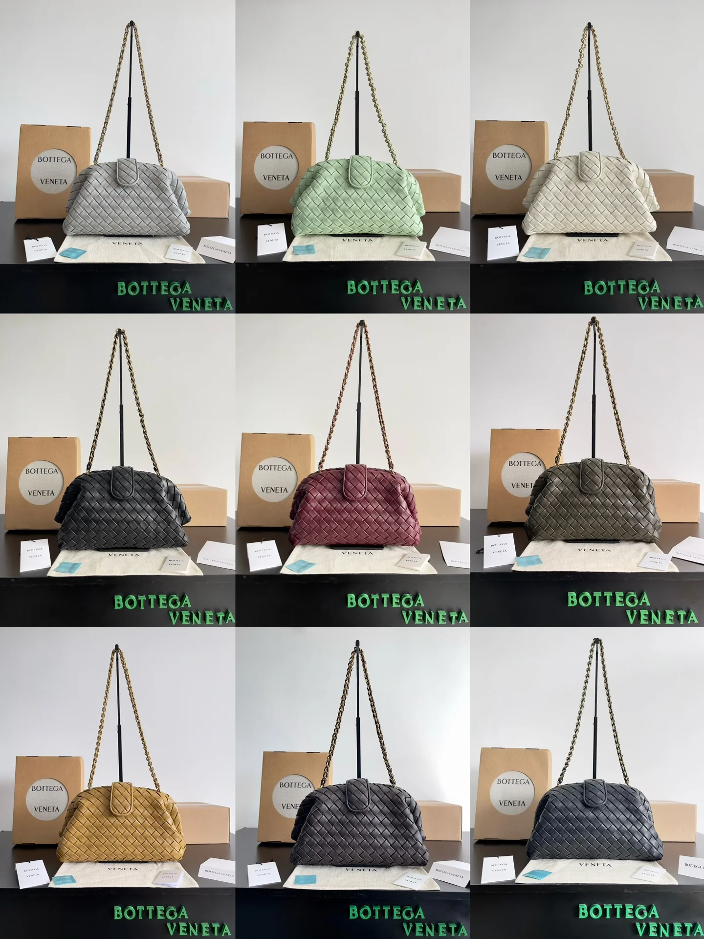 BV-lauren-clutch-chain clutch-grey