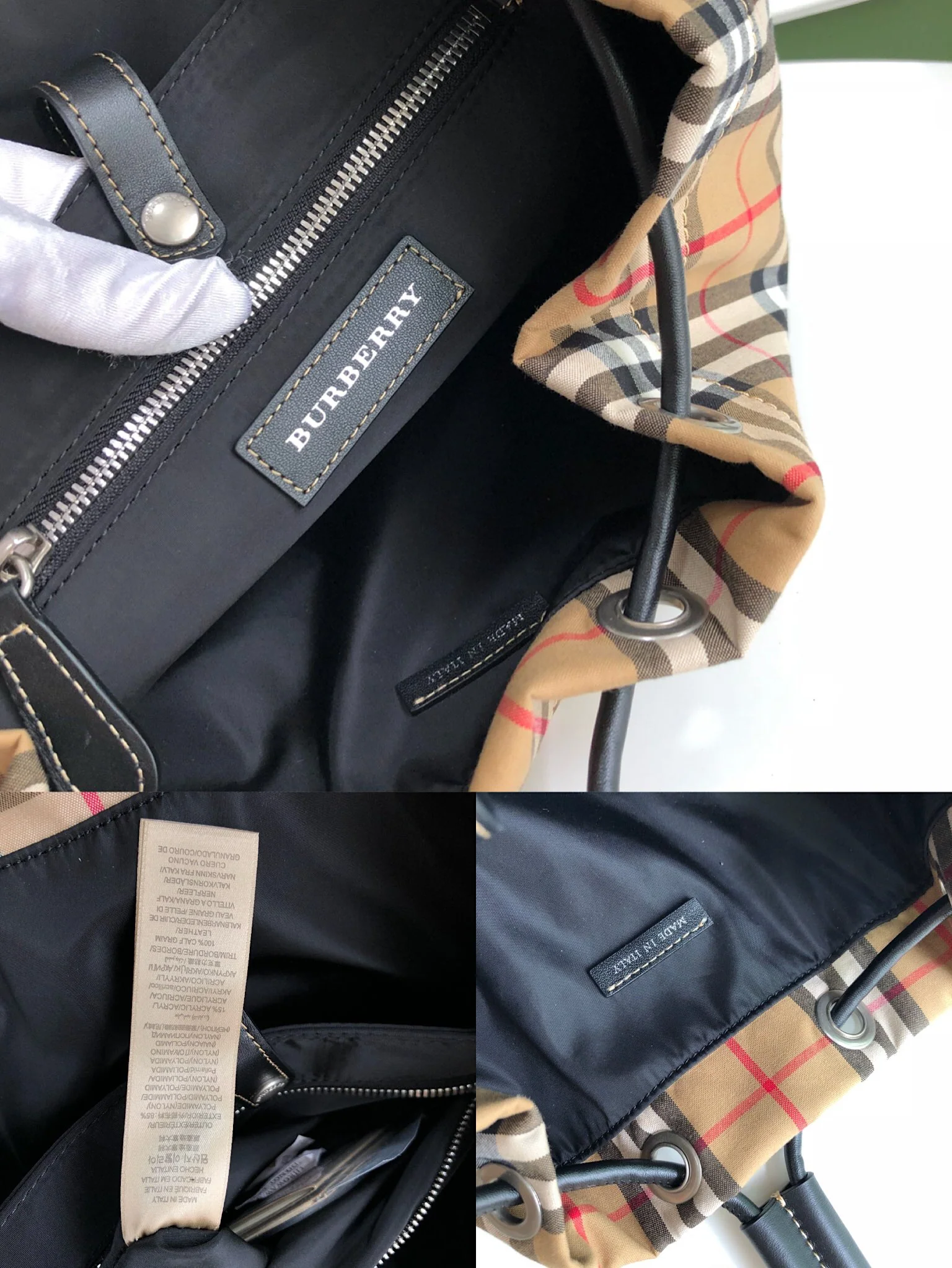 Большой мужской рюкзак Burberry в винтажную клетку.