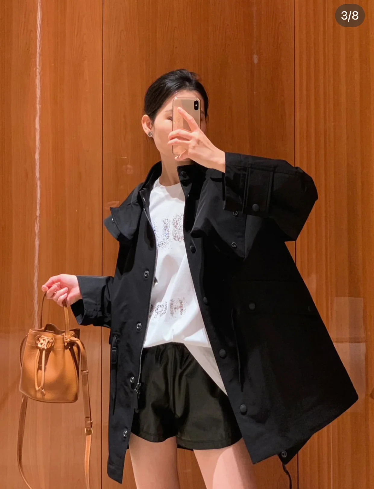 Сумка-ведро Burberry из зернистой кожи, маленькая, коричневая.