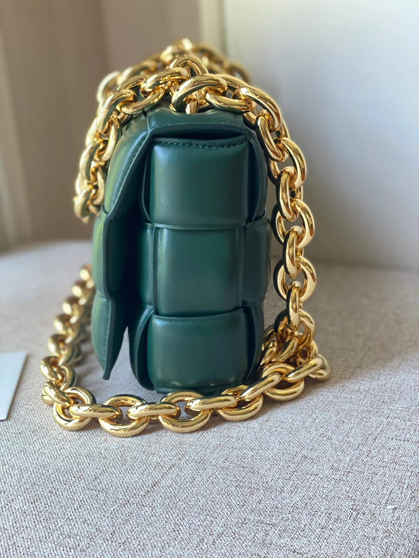 Плетеная сумка BV с кассетой, квадратная сумка на цепочке, 27х10х18 см.