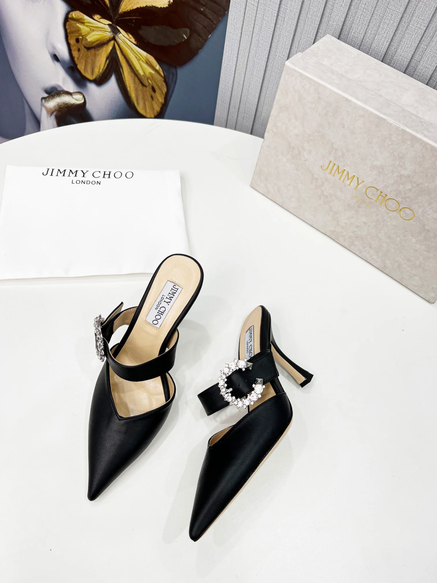 Туфли-шпильки Jimmy с острым носком - черные