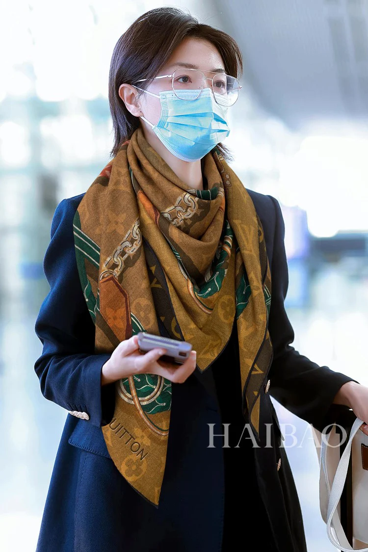 LV - Двусторонний шарф с принтом и ремешком для сумки - 140 см - Шелк и кашемир