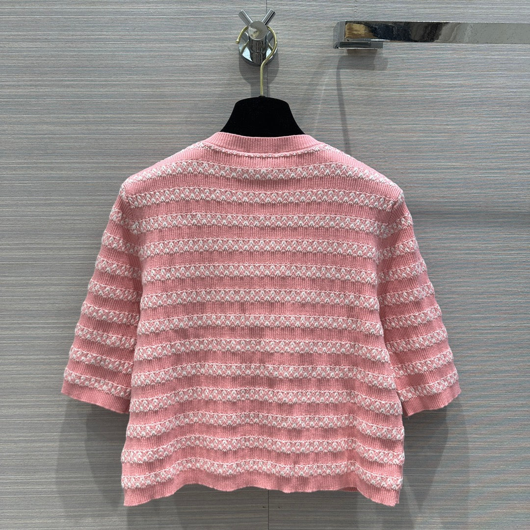 Chanel 2403 - Вязаный кардиган с V-образным вырезом - Розовый