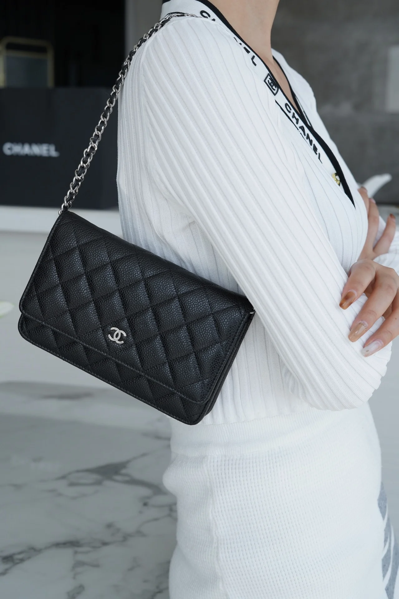 Chanel Classic WOC - Текстура ?кожура личи? - Золотая пряжка - Серебряная пряжка - Сумка на цепочке