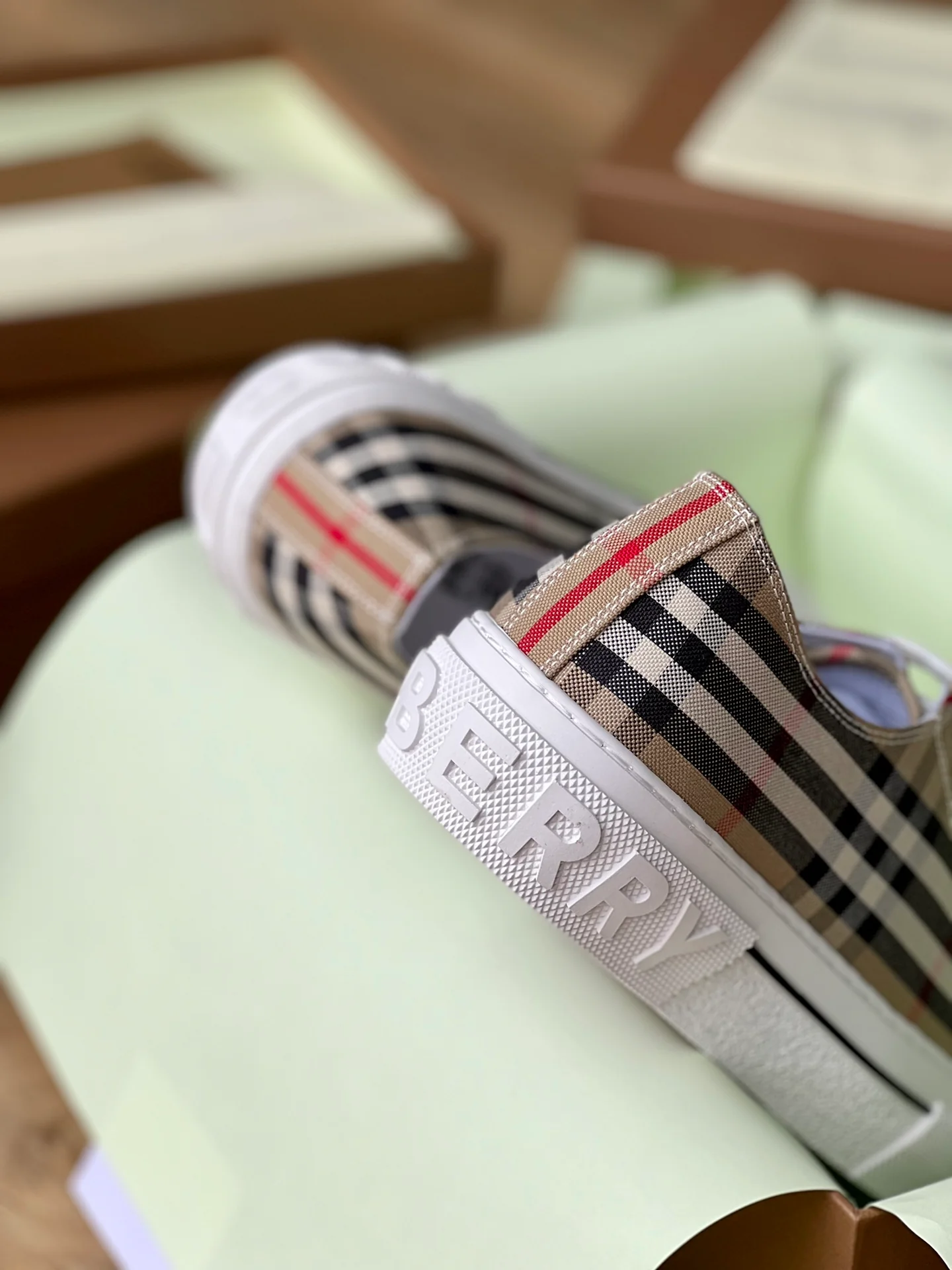 Burberry - Повседневные кроссовки - Парный стиль - Полосатая клетка