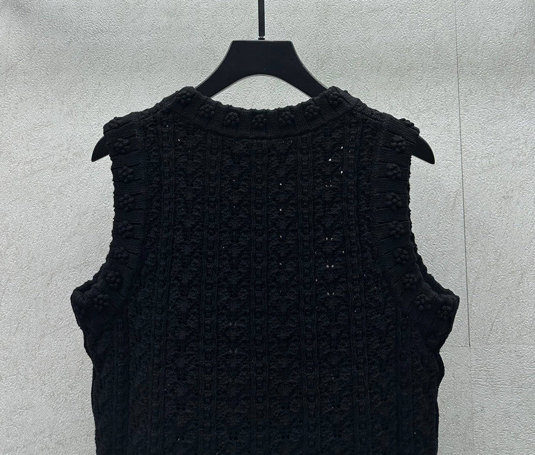 Chanel - 2404-24 Новый ажурный вязаный жилет для ранней весны - Черный