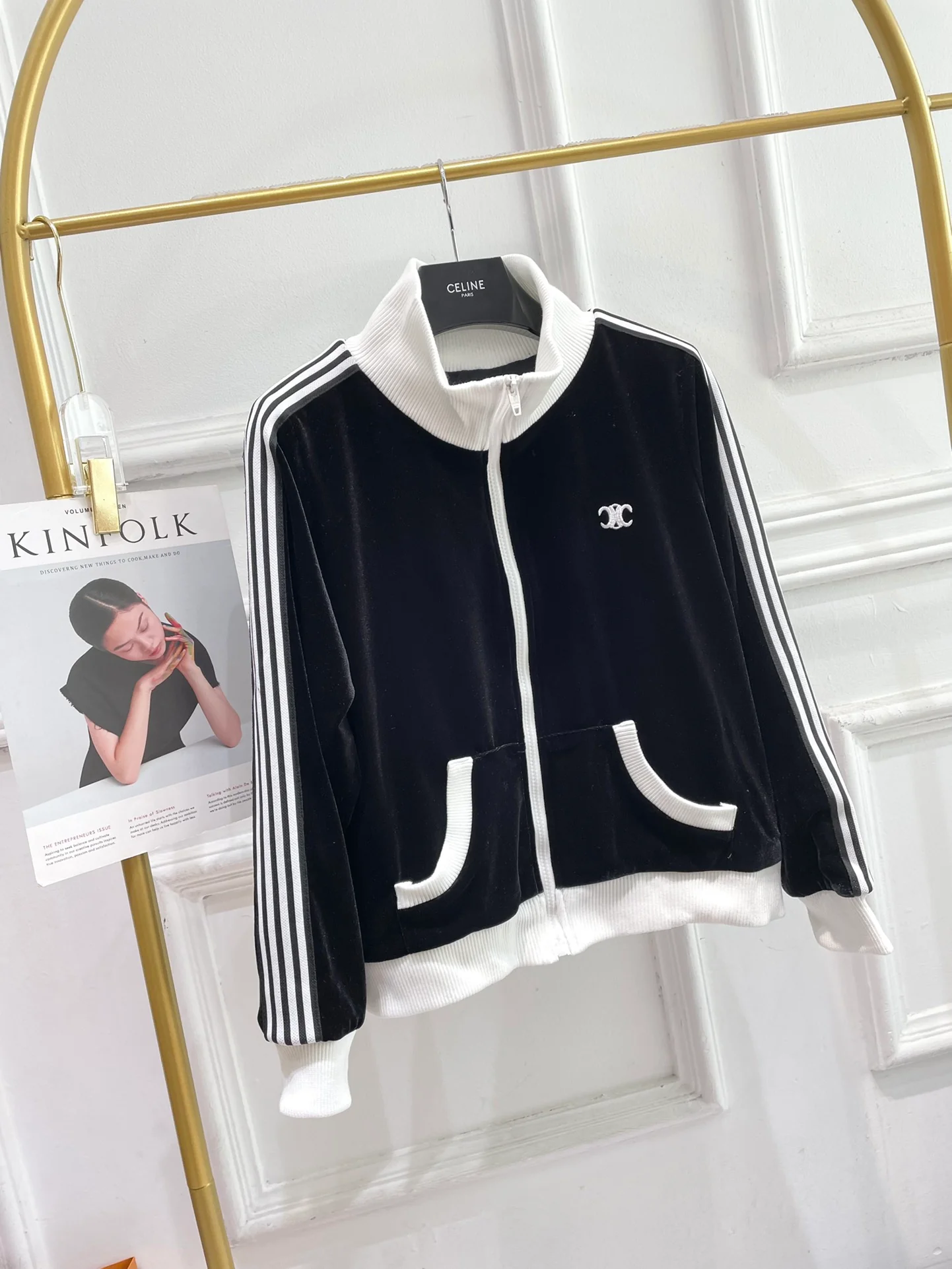 Комплект Celine-2404 из бархатного жакета, брюк и шорт