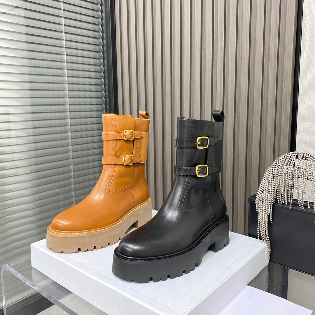 Ботинки Celine Martin на платформе с закругленным носком и завышенной высотой каблука