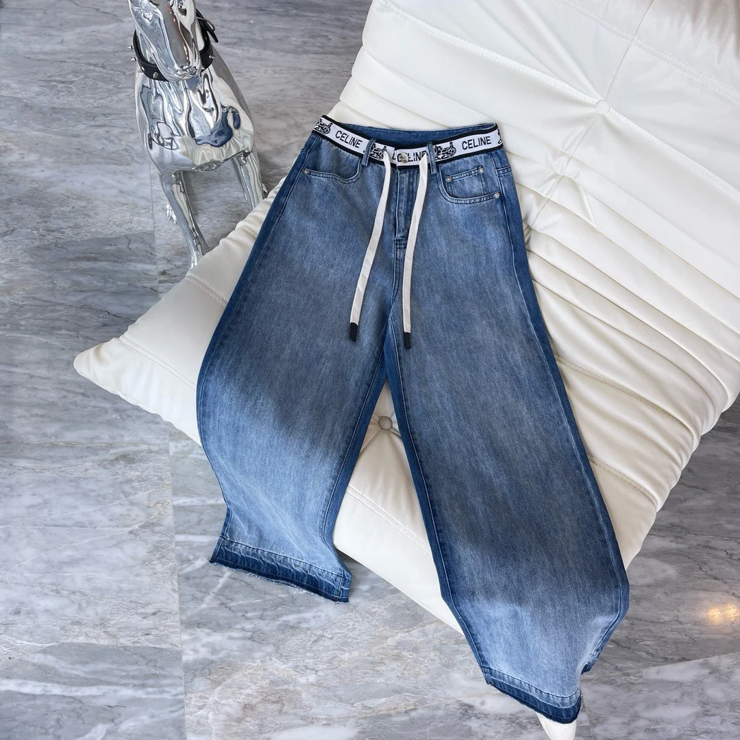 Джинсы Celine-2404 из тенселя с завязками