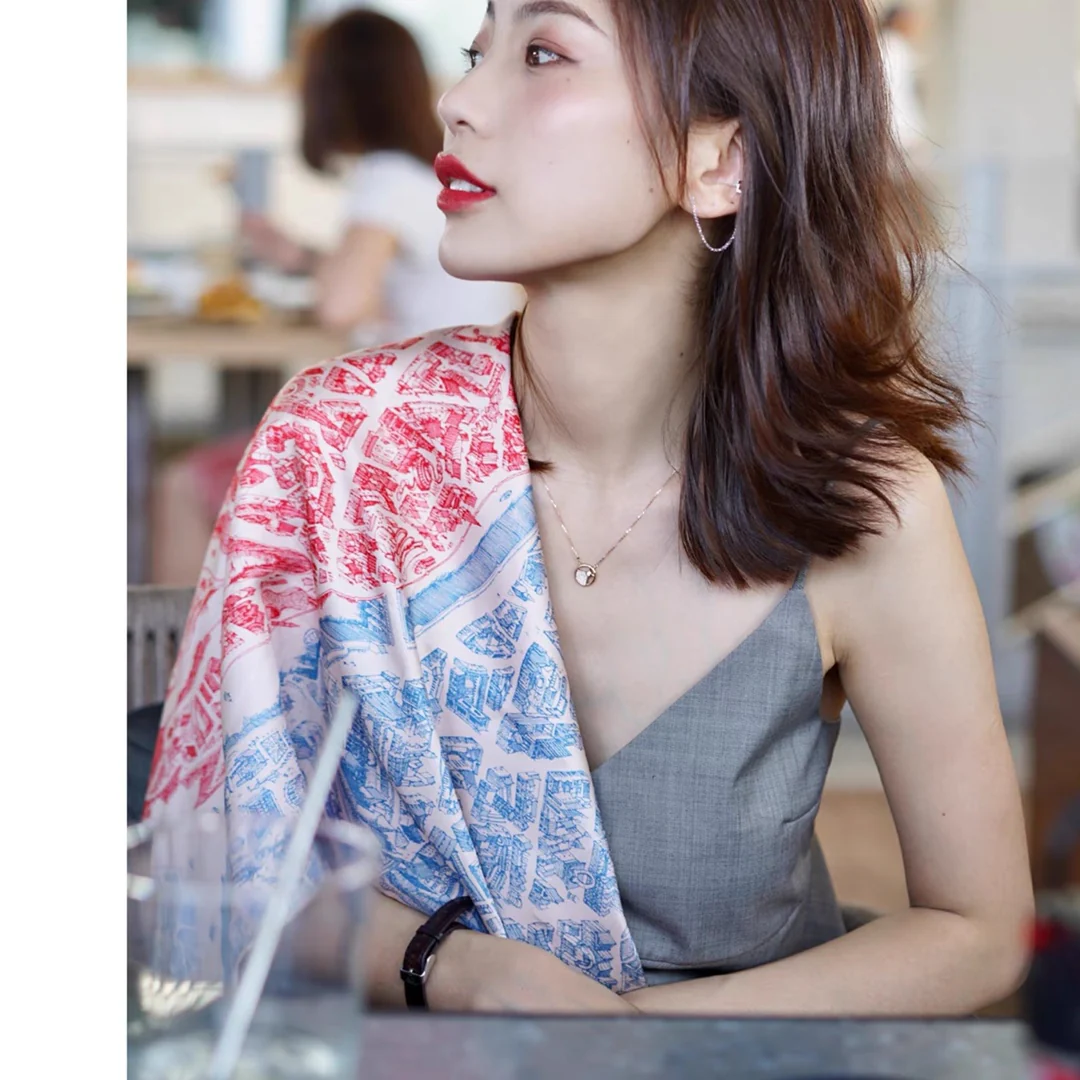 Шарф Hermes - Город Лошадей - Синий