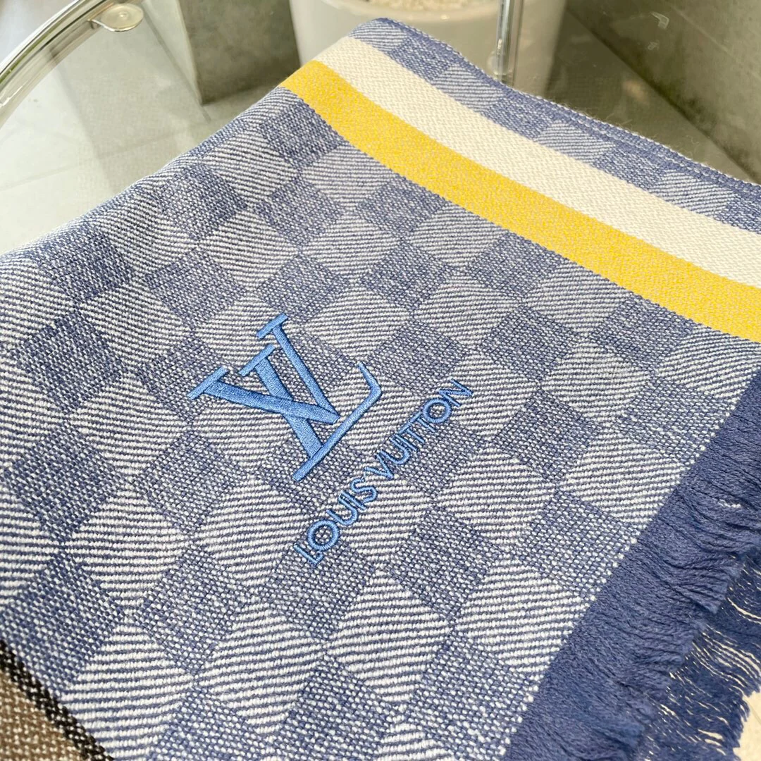 LV - Кашемировый шарф премиум-класса - 180 см - 32 см - 100% кашемир - Светло-голубой