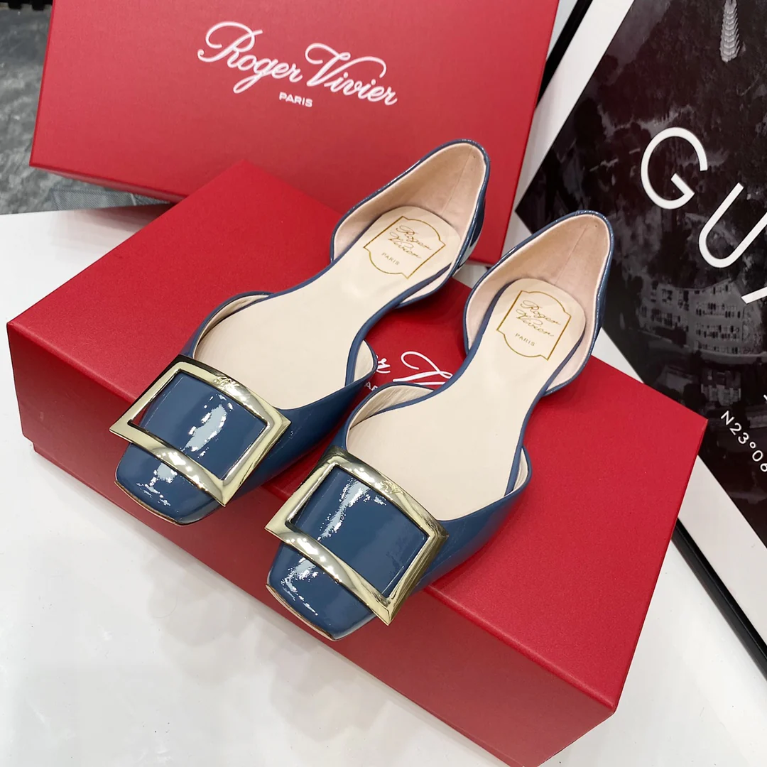 RV-Flat Bottom Hollow Square Toe-Misty Blue