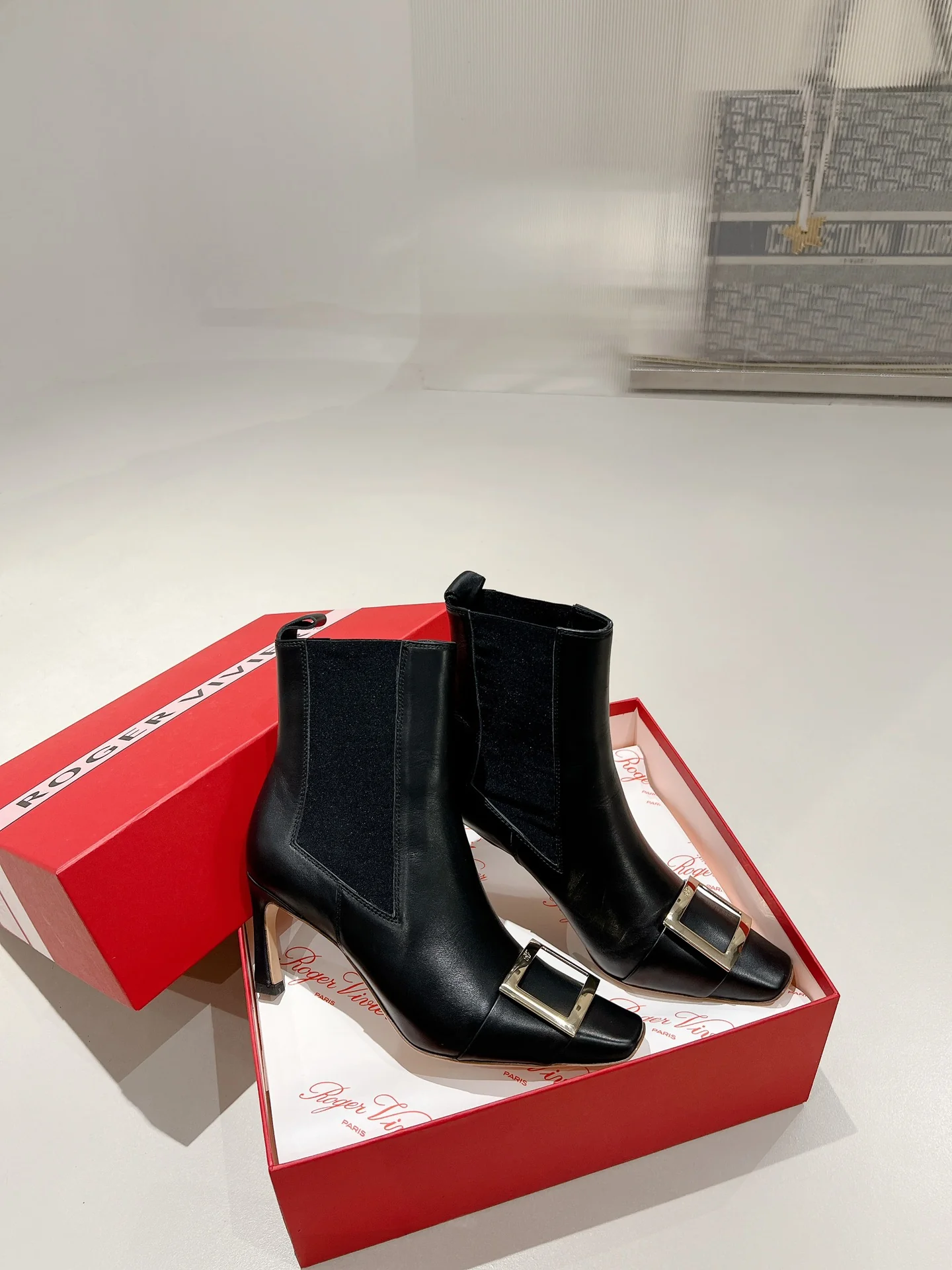 Кожаные ботинки RV-2024, 7 см, черные.