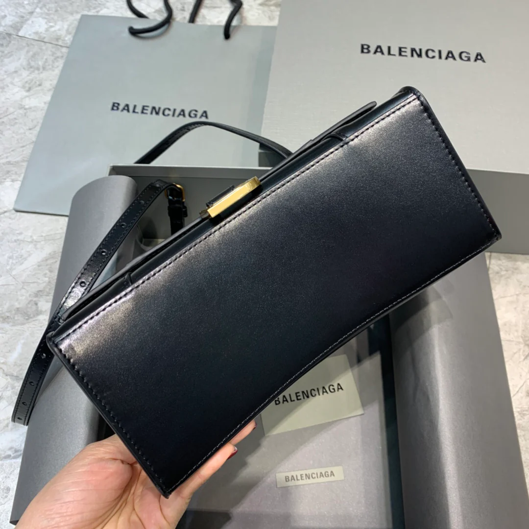 Сумка Balenciaga Hourglass - Черная, однотонная кожа - 1 шт.