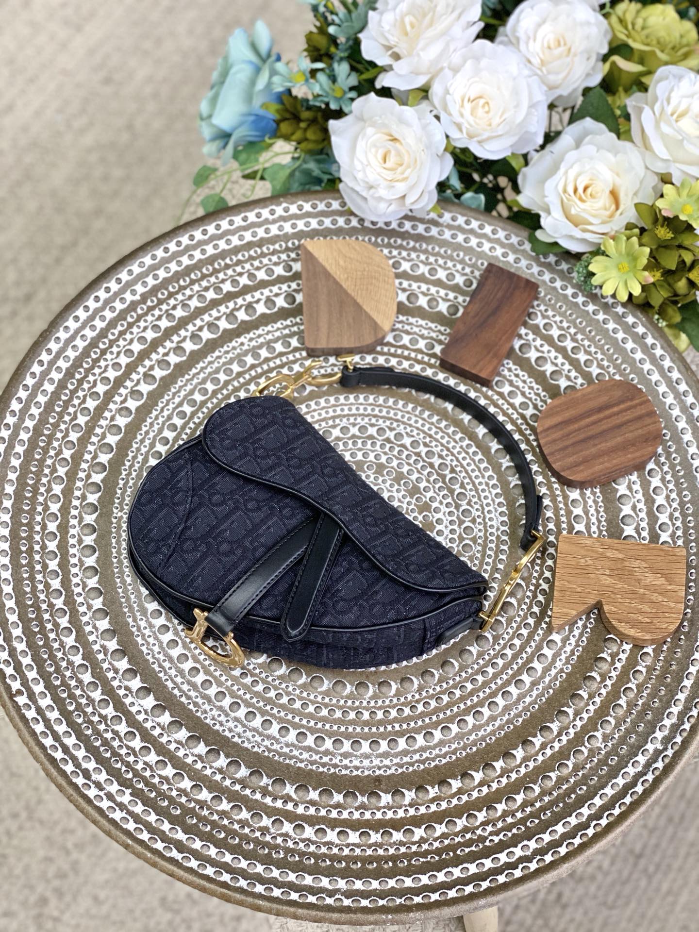 Сумка Dior Saddle Bag - Канва - Маленькая, черная - 19,5 см