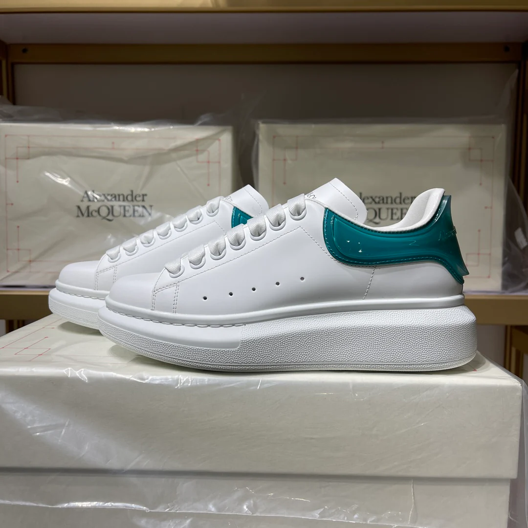 Классические белые кроссовки McQueen - унисекс - с синей эластичной подошвой - премиум-версия