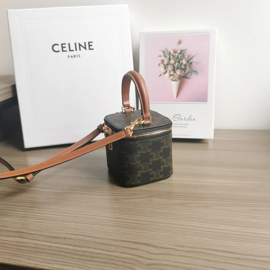 Сумка-коробка Celine с монограммой - коричневая