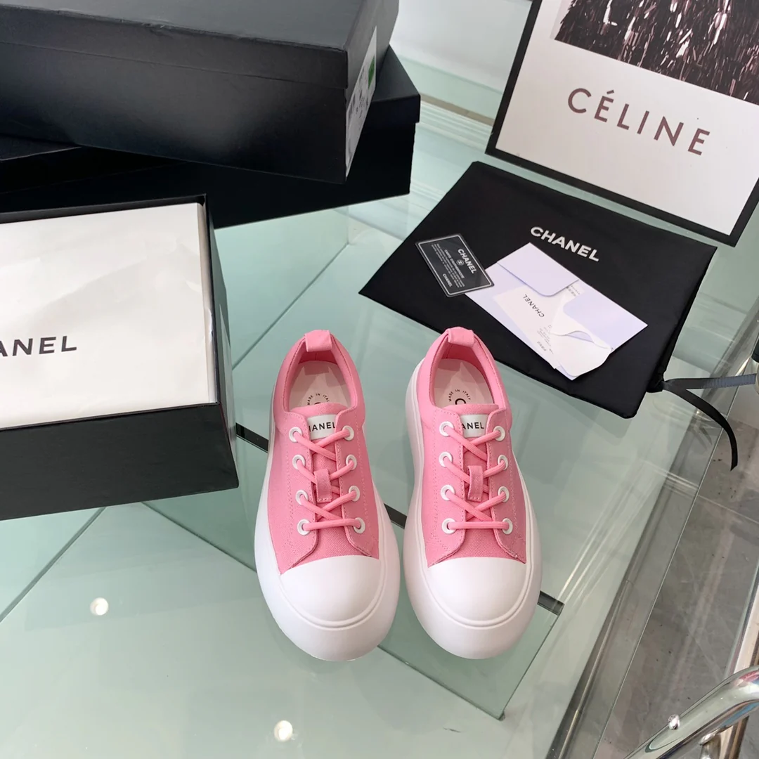 Туфли Chanel 2022 на платформе в форме лампочки - парусиновые туфли - платформа 5 см