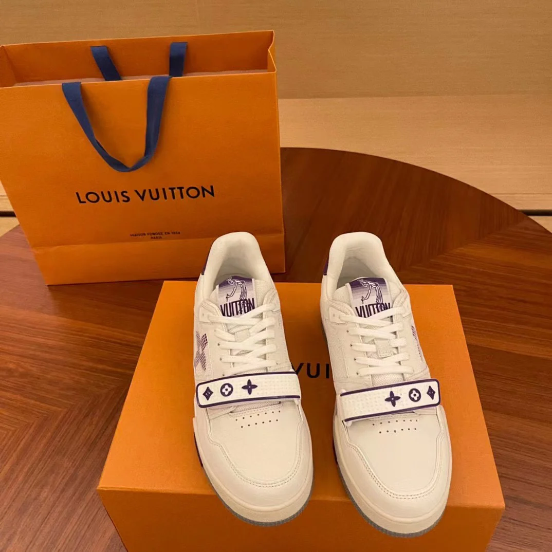 Кроссовки LV Trainer Series - на липучках - унисекс - белые и фиолетовые