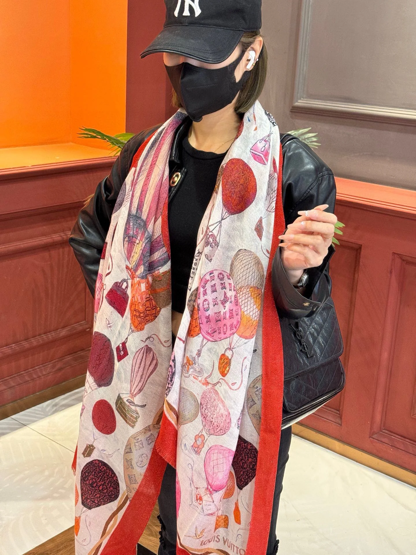 LV-2024-Длинный шарф с изображением воздушного шара-100-200