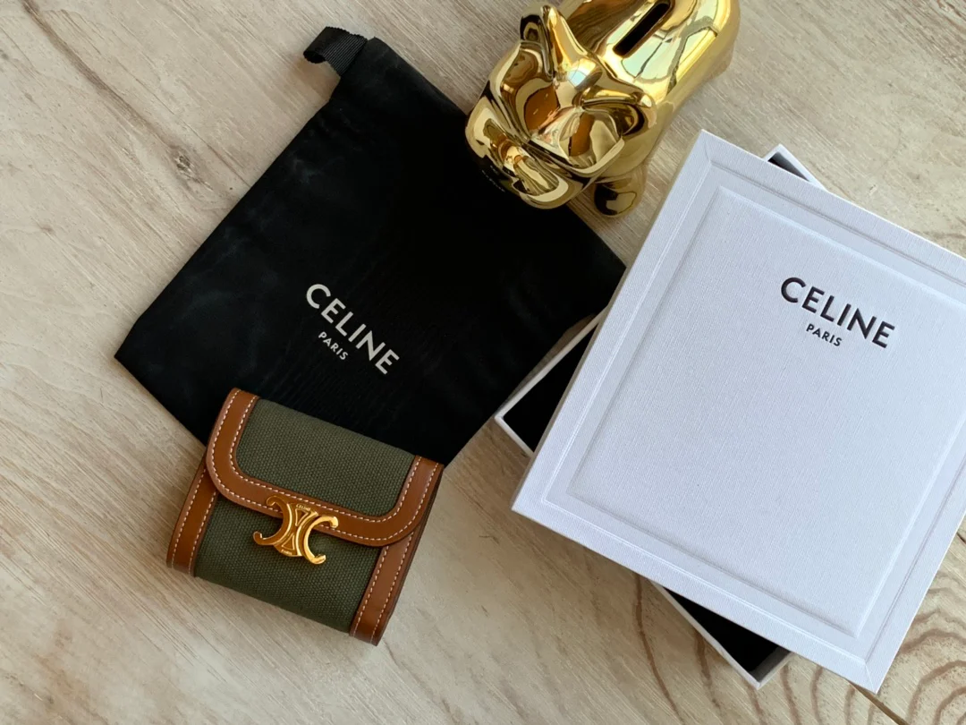 Кошелек Celine Small Flap Wallet - ткань и коровья кожа - 2 шт.