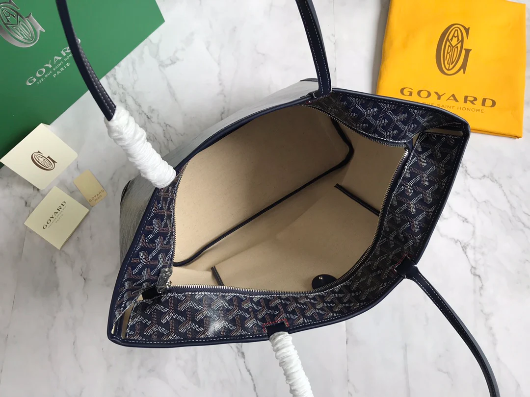 Большая сумка-тоут Goyard на молнии - темно-синяя