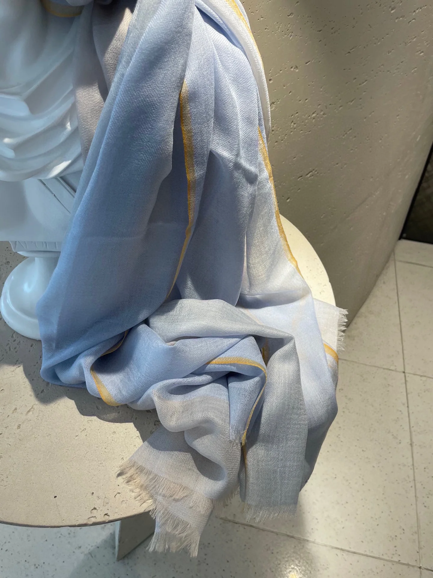 Классический клетчатый кашемировый шарф LV - 105-180 см - светло-голубой