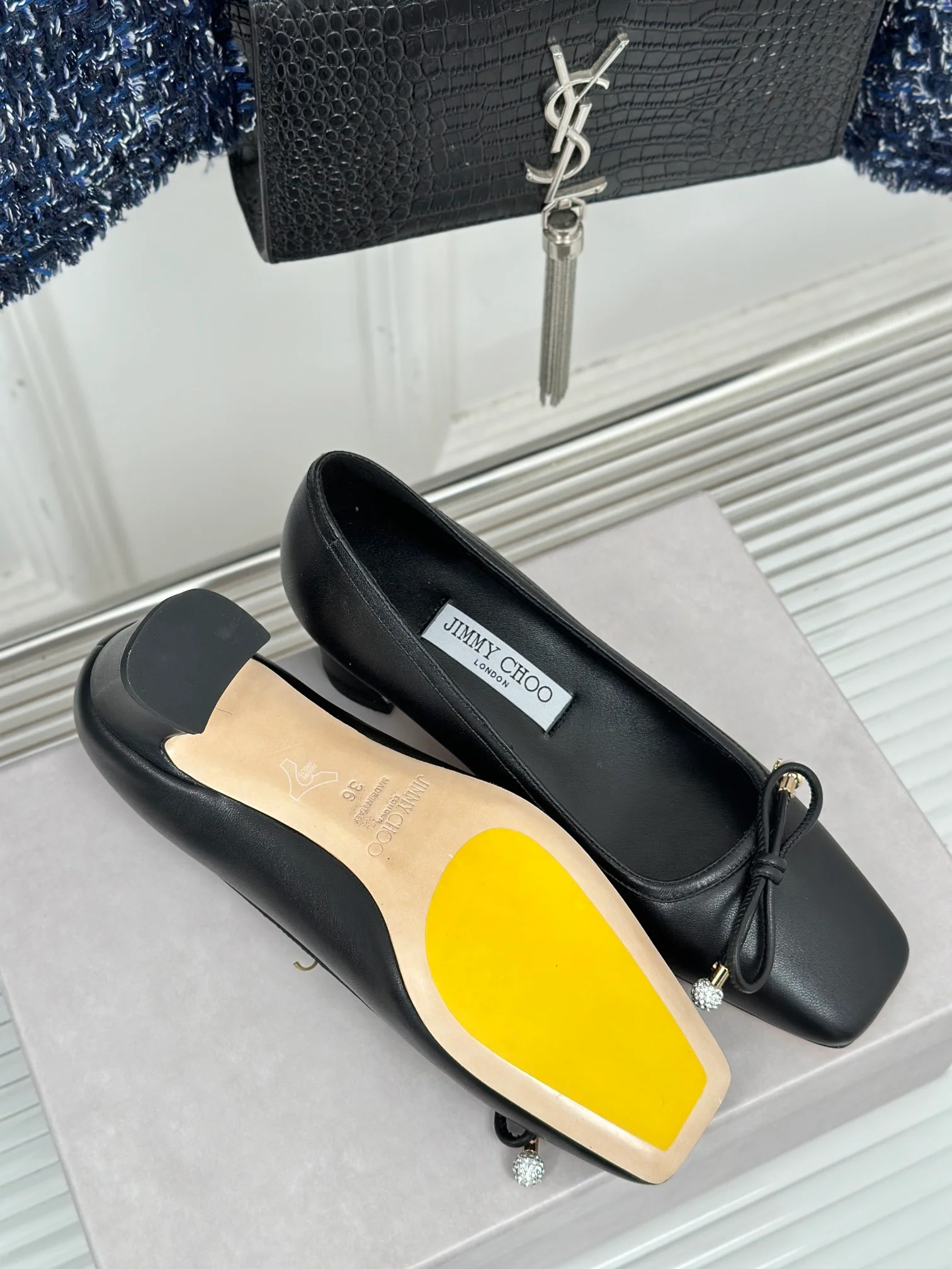 JC - Балетки с квадратным носком, модель 2024 - Черные