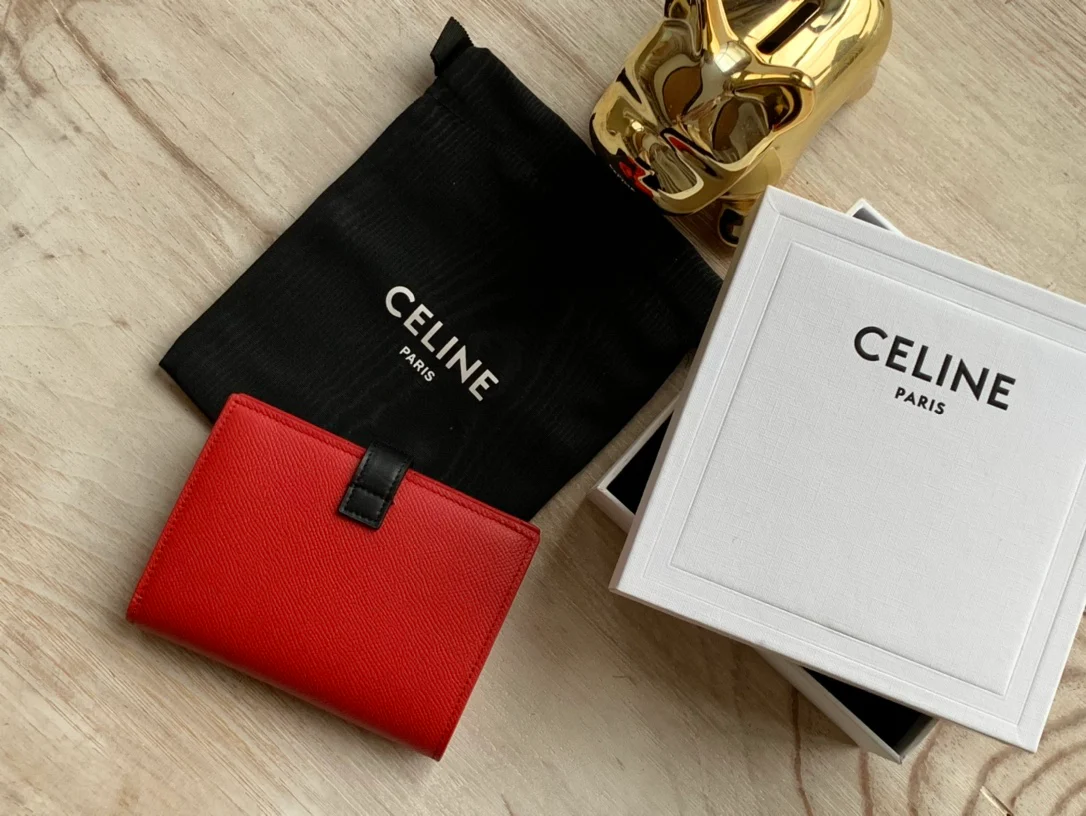 Кошелек Celine Strap из зернистой телячьей кожи - 4 шт.