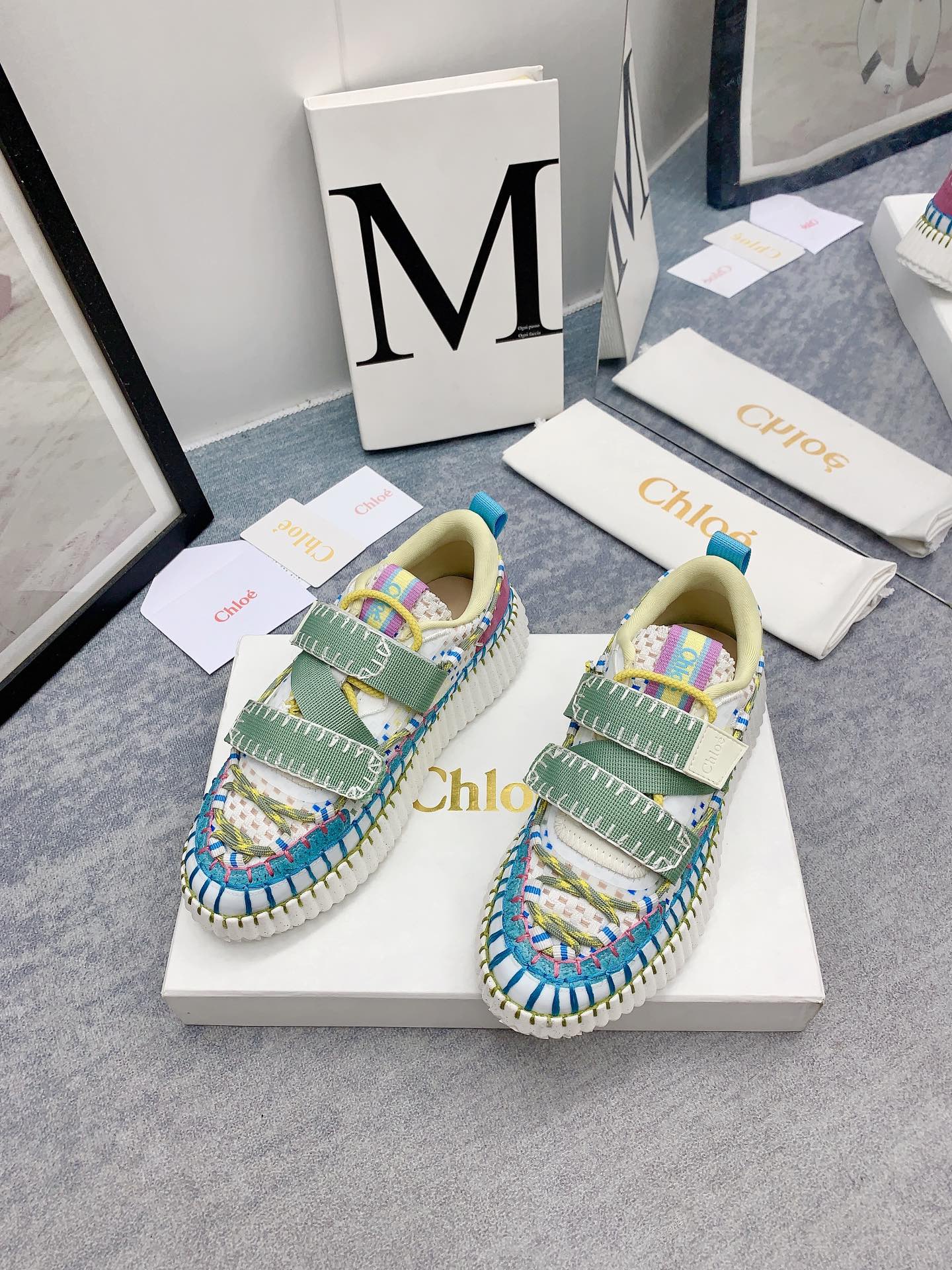 Кроссовки Chloe-nama-sneaker Rainbow Series - Кроссовки на липучках - Сине-зеленые