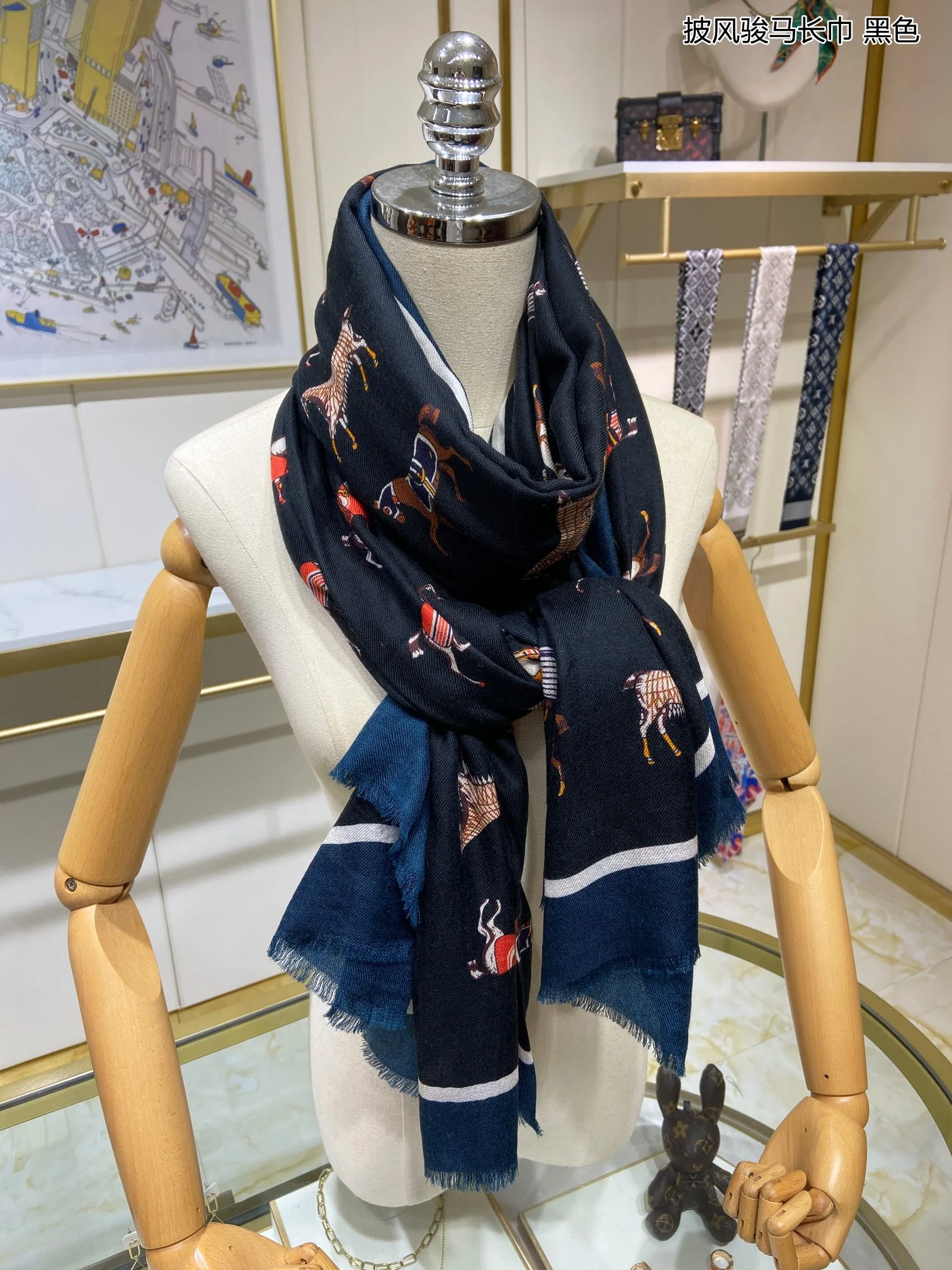 Hermes - Накидка с лошадью - 100-200 Длинный шарф - 100 - Отборный кашемир - 1