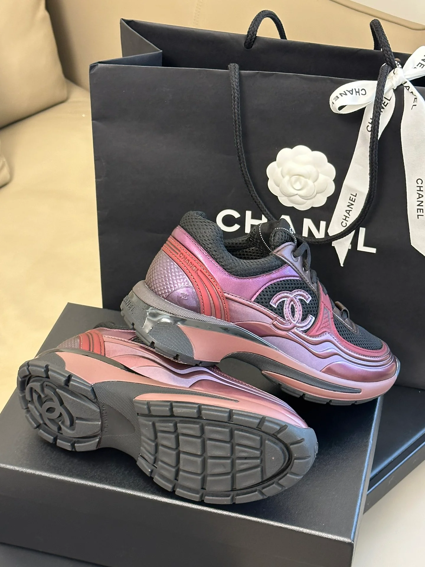 Новинка сезона осень/зима 2023 от Chanel - Кроссовки - Улучшенная версия - Розово-фиолетовые