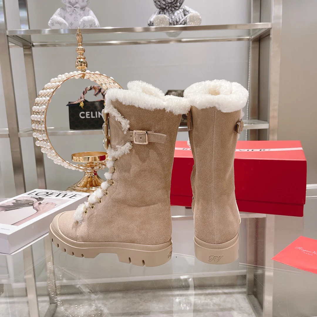 Ботильоны на шнуровке из овчины и замши с пряжкой из страз