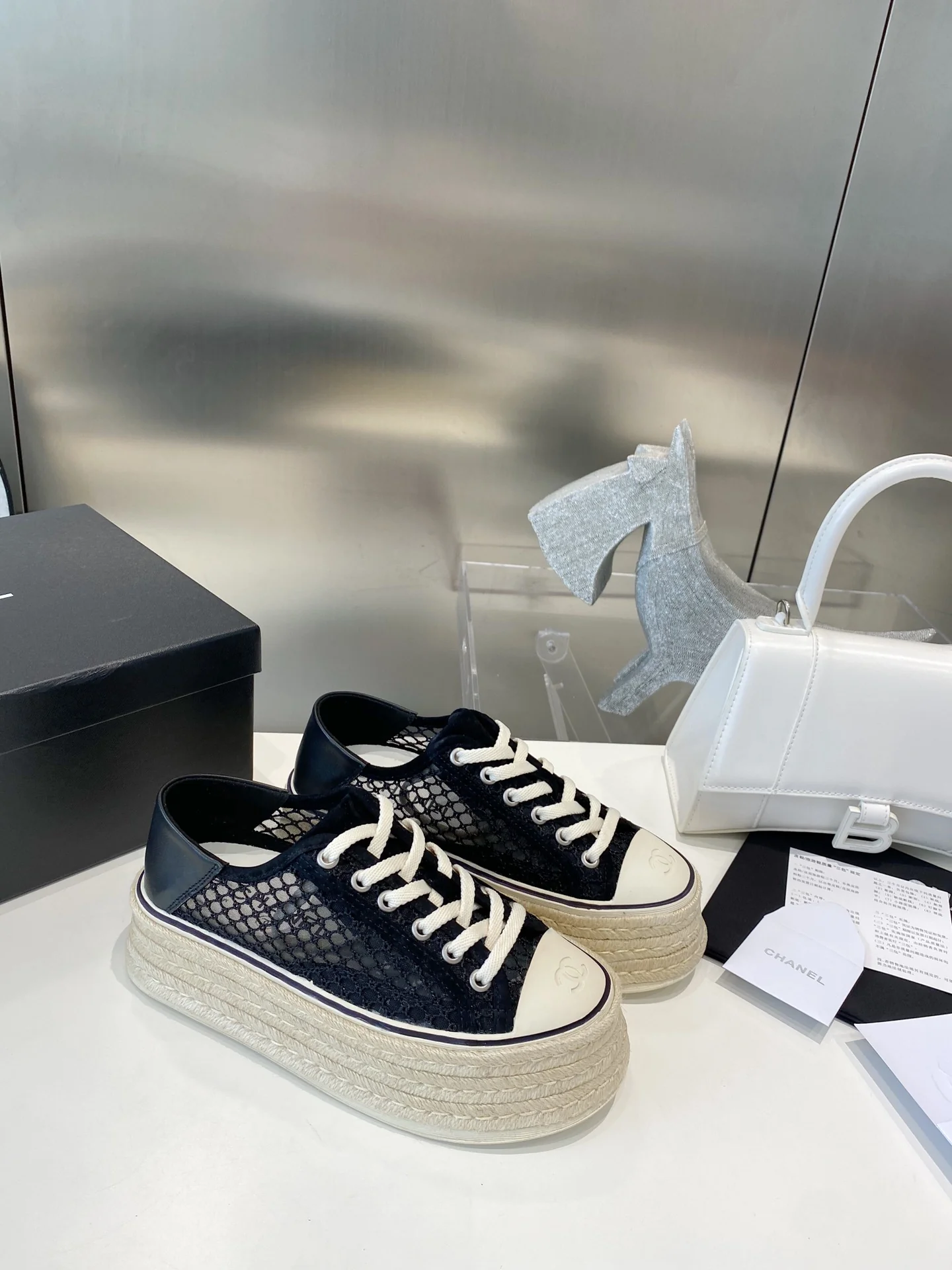 Новые парусиновые туфли Chanel на платформе 22 дюйма - толщина подошвы 5 см - размеры 35-40